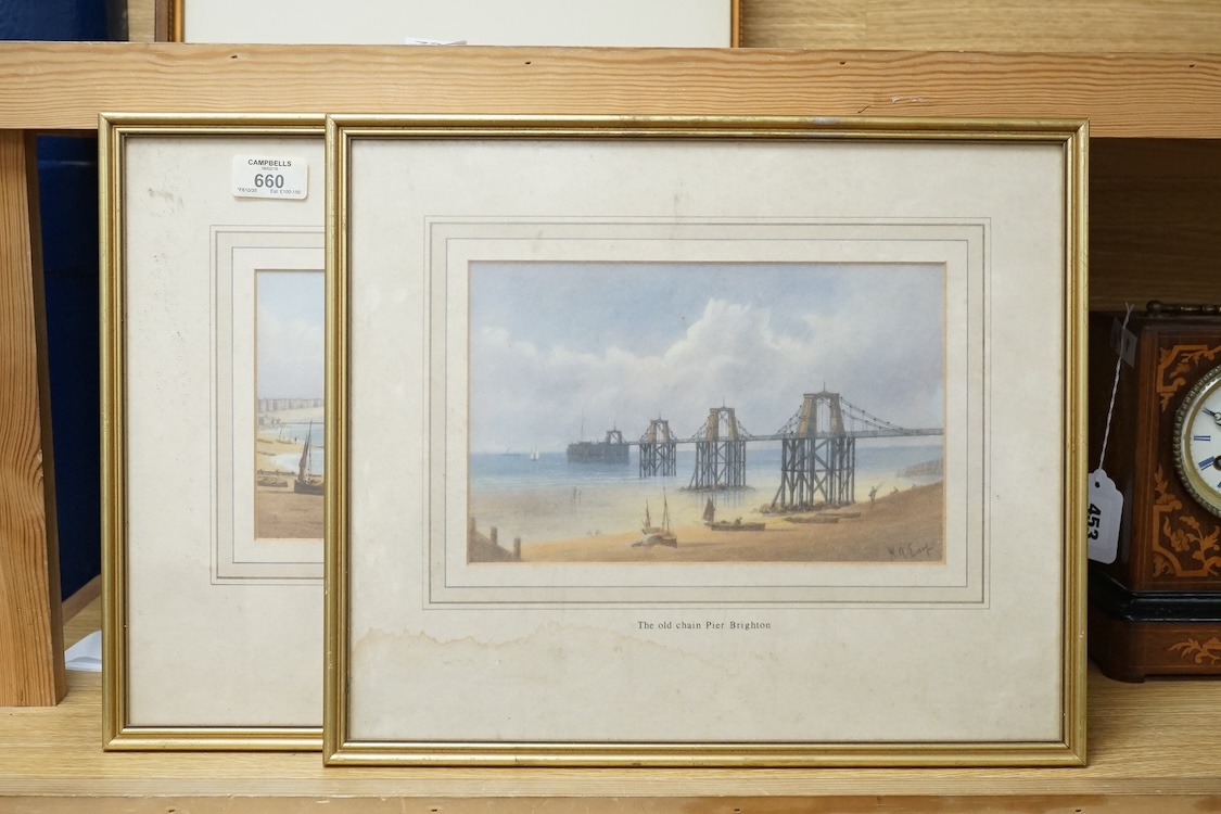 William Henry Earp (1831-1914), pair of watercolours, Old Brighton and the Old Chain Pier, Brighton, each signed, 17 x 23cm. Condition - fair, would benefit from a clean